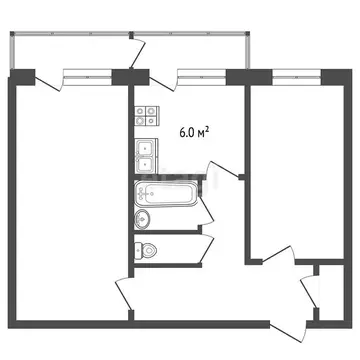 2-комнатная квартира: Форос, улица Терлецкого, 7 (43.5 м)