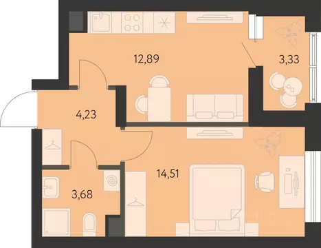 1-к кв. Свердловская область, Екатеринбург ул. Вильгельма де Геннина, ...