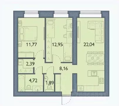 2-к кв. Брянская область, Брянский район, пос. Мичуринский, ...