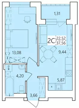 2-к кв. Башкортостан, Уфа ул. Пожарского, 237 (37.56 м)