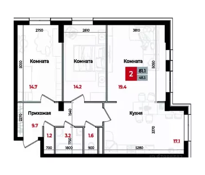 3-к кв. Ставропольский край, Невинномысск Новая ул., 1 (81.1 м)