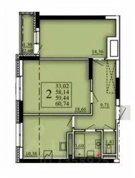 2-к кв. Башкортостан, Уфа Затон-Восточный жилрайон, Паруса жилой ...