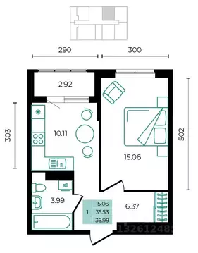 1-к кв. Адыгея, Майкопский район, пос. Тульский ул. Заречная (36.99 м)