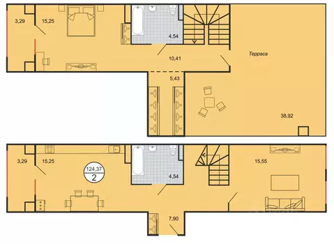 2-к кв. Ставропольский край, Ставрополь № 15 мкр,  (124.37 м)