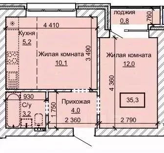 2-к кв. Алтайский край, Барнаул ул. Анатолия (35.3 м)