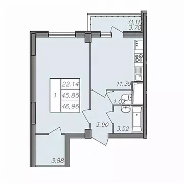 1-к кв. Воронежская область, Воронеж Волгоградская ул., 45 (46.0 м)