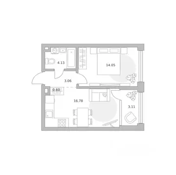 1-к кв. Москва ул. Народного Ополчения (41.73 м)
