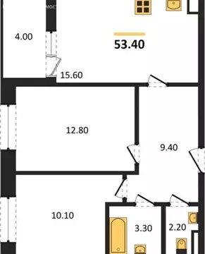 2-комнатная квартира: Санкт-Петербург, Парашютная улица, 71к2 (53 м)