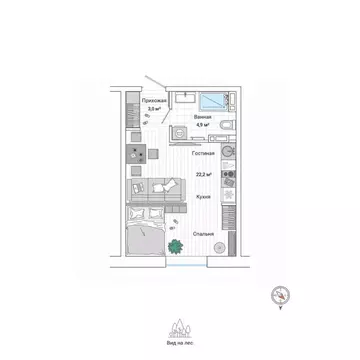 Студия Приморский край, Владивосток ул. Нейбута (30.1 м)