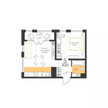 1-к кв. Тульская область, Тула городской округ, пос. Молодежный 8А ...