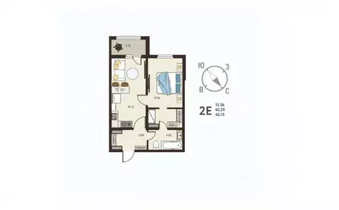 1-к кв. Курская область, Курск ул. Энгельса, 115/6 (42.15 м)