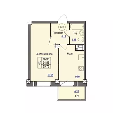 1-к кв. Псковская область, Псковский район, Завеличенская волость, д. ...