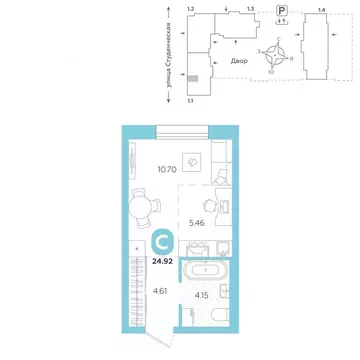 Студия Свердловская область, Екатеринбург ул. Студенческая, 1Д (24.92 ...