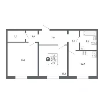 2-к кв. Кировская область, Киров ул. Пушкина, 25 (67.7 м)