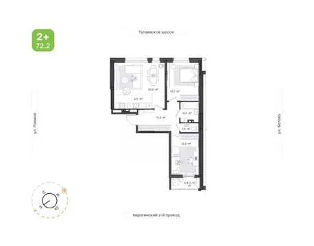 3-к кв. Ярославская область, Ярославль Тутаевское ш., 93Б (72.2 м)