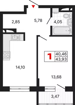 1-комнатная квартира: Екатеринбург, жилой район Втузгородок, ЖК Алиса ...