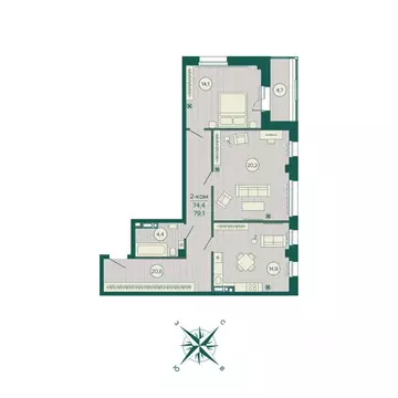 2-к кв. Приморский край, Владивосток Русская ул., 5А (79.1 м)