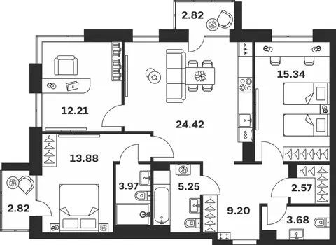 3-к кв. Тульская область, Тула Гоголевская ул., 43 (96.16 м)