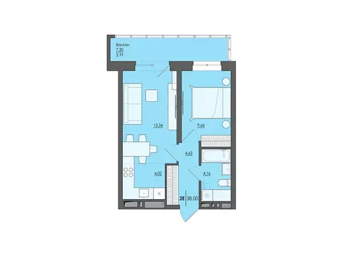 2-к кв. Пермский край, Пермь ул. Сергея Есенина, 9Ак2 (38.0 м)