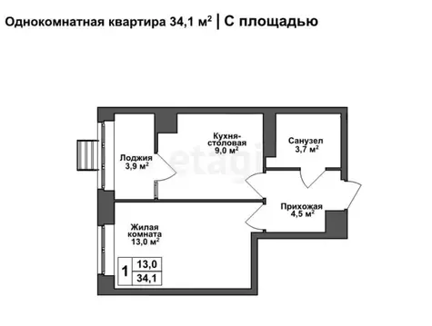 1-комнатная квартира: Горелки, Ключевая улица, 8 (33.6 м)