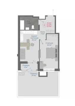 2-к кв. Воронежская область, Новоусманский район, пос. Отрадное ул. ...