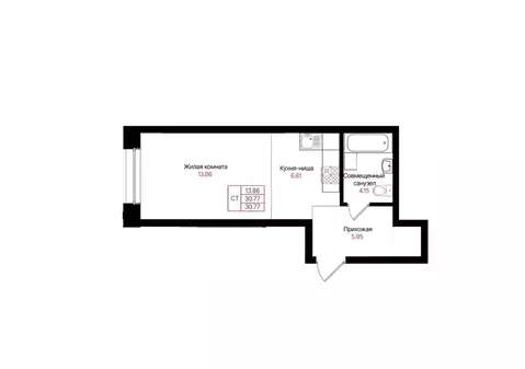 1-к кв. Татарстан, Казань  (30.77 м)