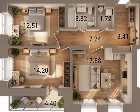 2-к кв. Новосибирская область, Новосибирск Светлановская ул., 52/2 ...