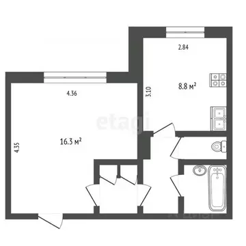 1-к кв. Пермский край, Пермь Нейвинская ул., 14 (34.1 м)