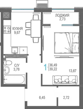 1-к кв. Крым, Симферопольский район, Гвардейское пгт, Республика жилой ...