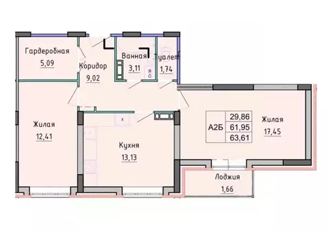 2-к кв. Ярославская область, Ярославль ул. Дядьковская, 25А (63.61 м)