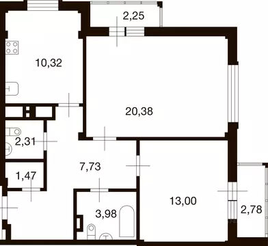 2-к кв. Москва д. Ивановское, ул. Николинские Ключи, 42 (64.1 м)
