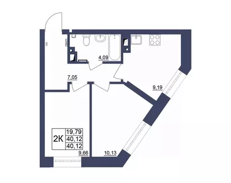 2-к кв. Башкортостан, Уфа Космос жилой комплекс, лит1 (39.87 м)