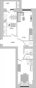 2-к кв. Тамбовская область, Тамбов ул. Чичерина, 7/1к3 (65.2 м)
