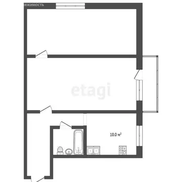 2-комнатная квартира: Нарткала, улица Борукаева, 52 (42.26 м)