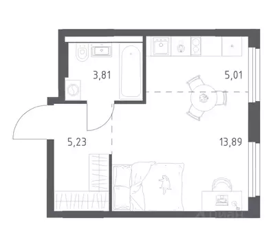 1-к кв. Башкортостан, Уфа ул. Минигали Губайдуллина, 8к9 (27.94 м)