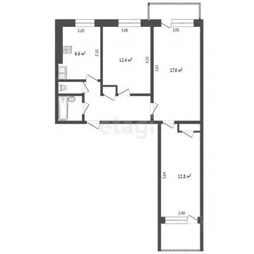 3-к кв. Омская область, Омск ул. Вострецова, 4 (63.0 м)