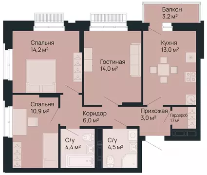3-к кв. Нижегородская область, Нижний Новгород Резиденция жилой ...