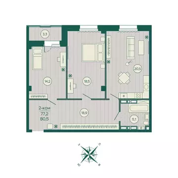 2-к кв. Приморский край, Владивосток Русская ул., 5А (80.5 м)