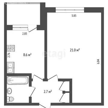 1-комнатная квартира: Архангельск, микрорайон Экономия, улица Шмидта, ...