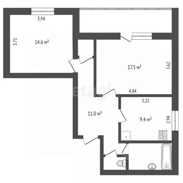 2-к кв. Вологодская область, Вологда Профсоюзная ул., 23 (59.6 м)