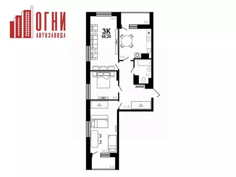 3-к кв. Нижегородская область, Нижний Новгород Коломенская ул., 8к4 ...