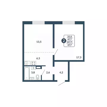 2-к кв. Кировская область, Киров Скандинавия жилой комплекс (47.7 м)