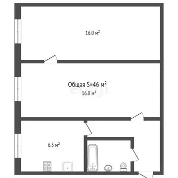 1-к кв. Брянская область, Брянск ул. Бузинова, 1 (46.0 м)