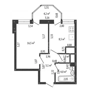 1-к кв. Башкортостан, Уфа Бакалинская ул., 25 (35.1 м)
