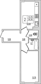 1-к кв. Псковская область, Псков Рижский просп., 94Г (39.38 м)