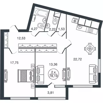 2-к кв. Тверская область, Тверь Бурашевское ш., 60 (78.19 м)