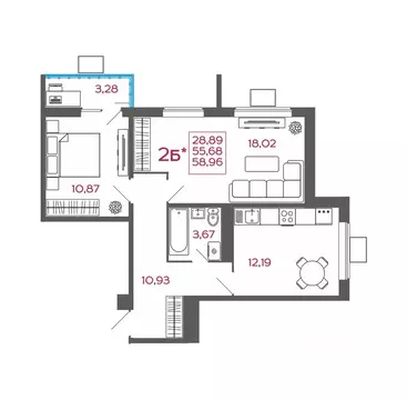 2-к кв. Пензенская область, Пенза ул. Баталина, 31 (58.96 м)