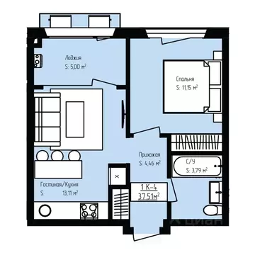 1-к кв. Дагестан, Дербент Камеллия жилой комплекс (37.51 м)