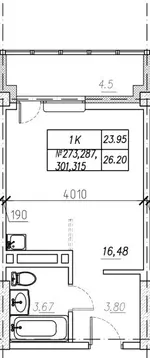 1-к кв. Приморский край, Владивосток ул. Расула Гамзатова, 5к2/1 (26.2 ...