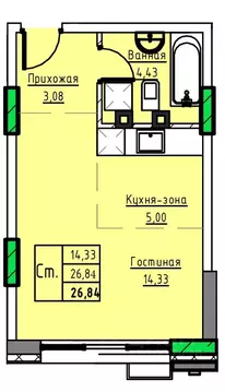 1-к кв. Алтайский край, Заринск 1-й мкр,  (26.84 м)